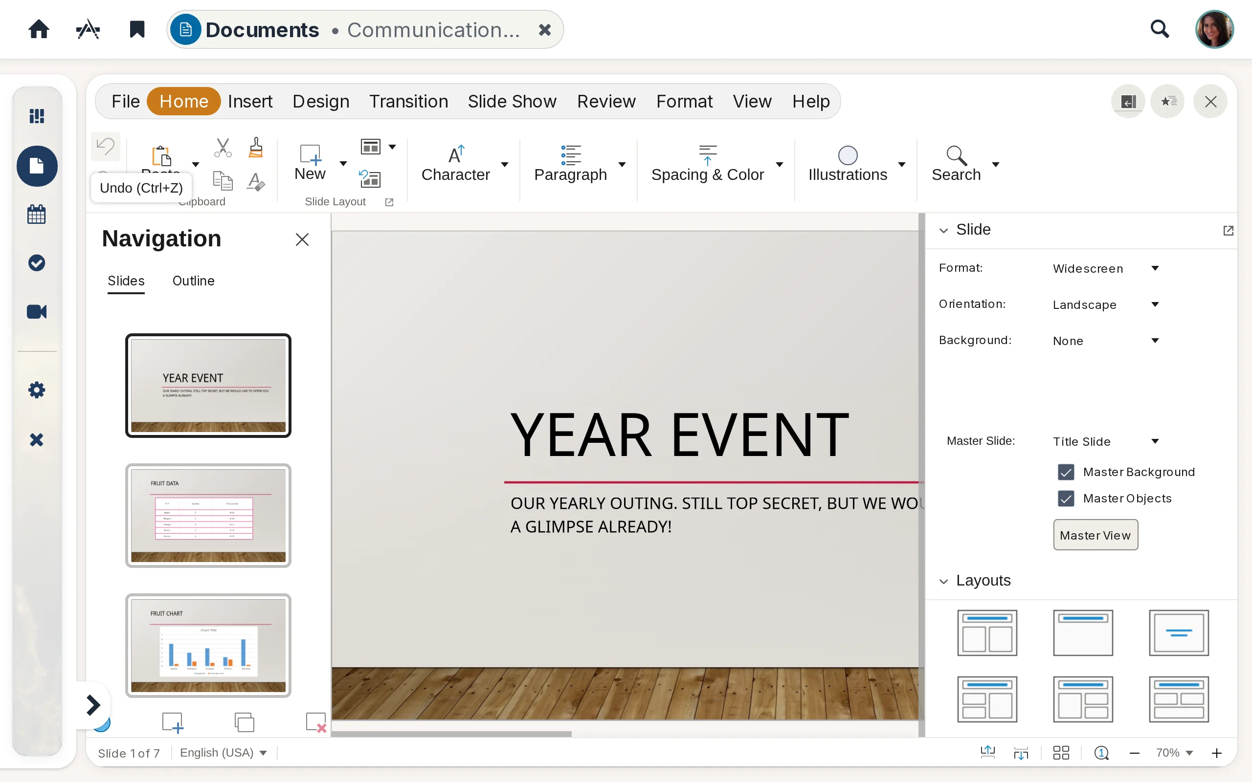 Editing a PowerPoint file inside a team space