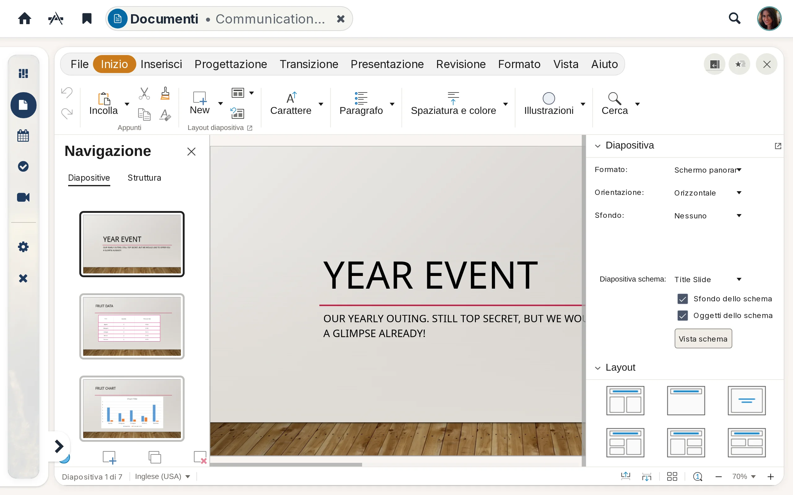 Modifica di un file PowerPoint in uno spazio del team