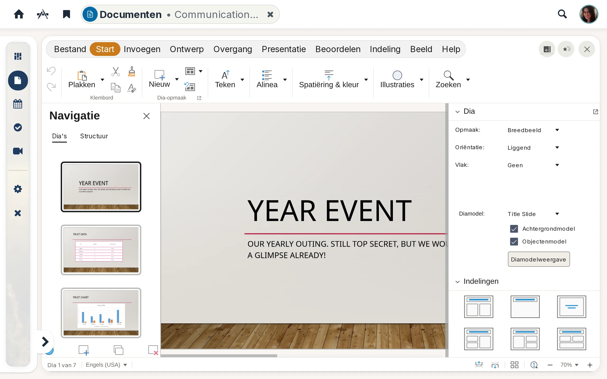 Een PowerPoint-bestand bewerken binnen een teamruimte