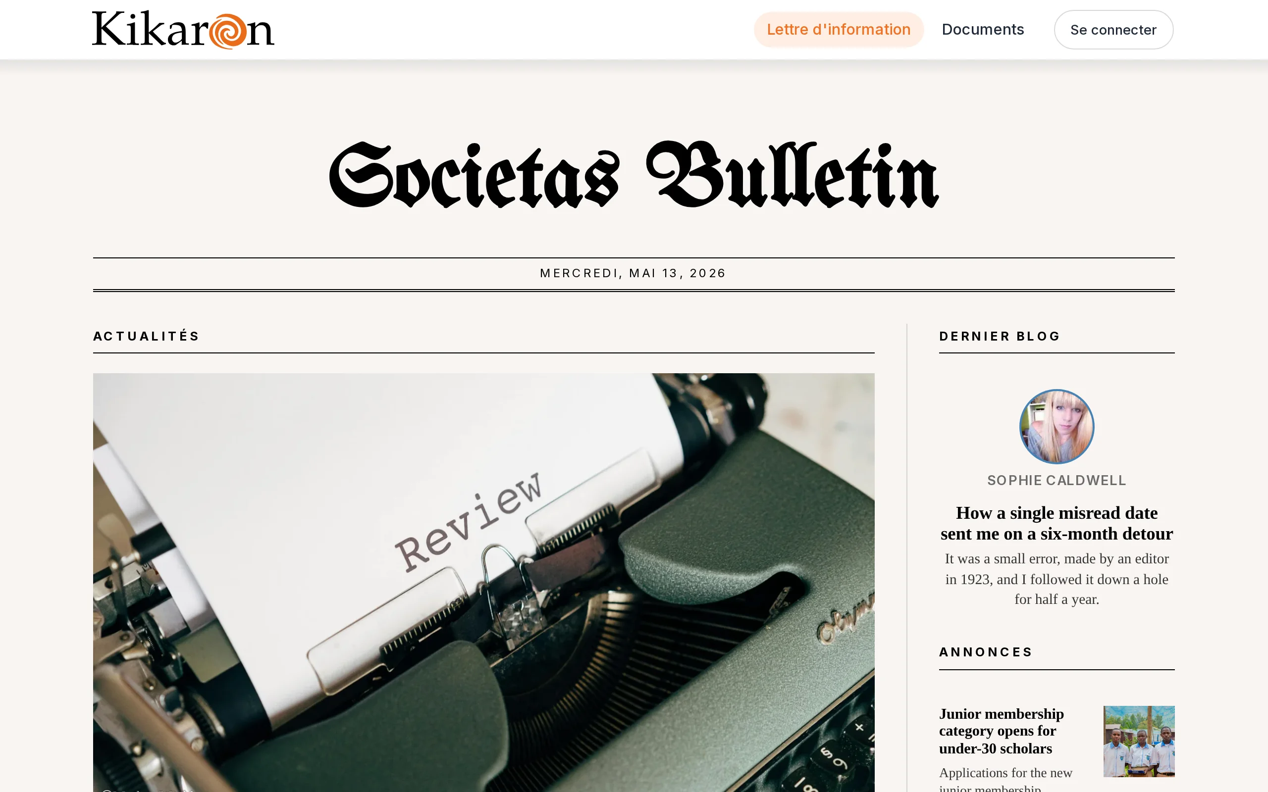 Le site de newsletter public d'une organisation
