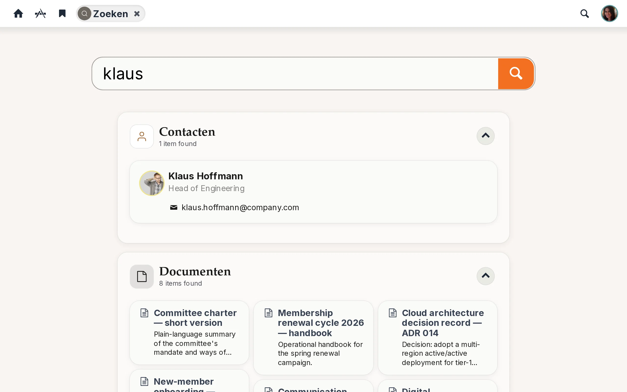 Globale zoekresultaten