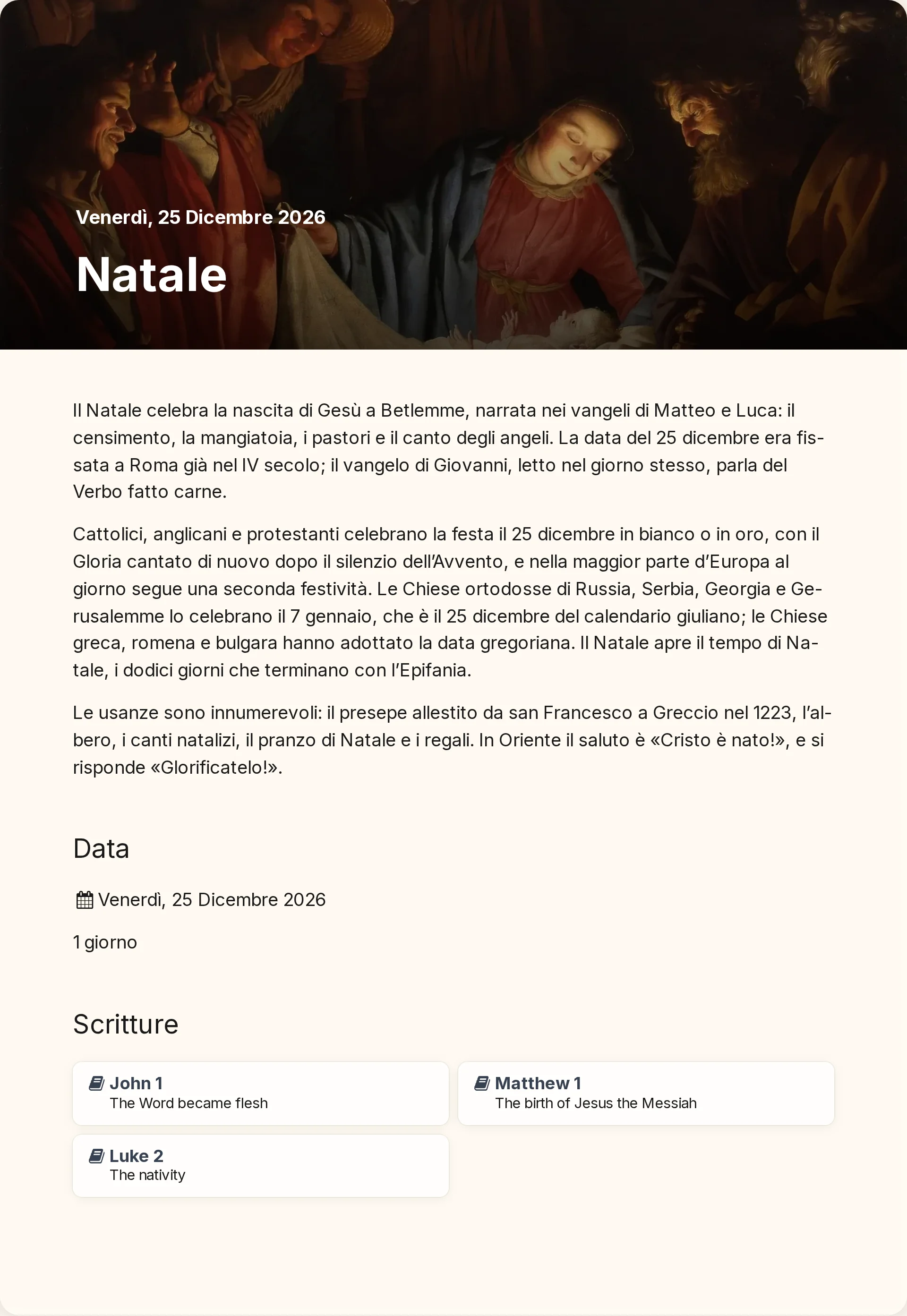Una pagina di Natale già pronta, con le letture collegate a Chokhmah