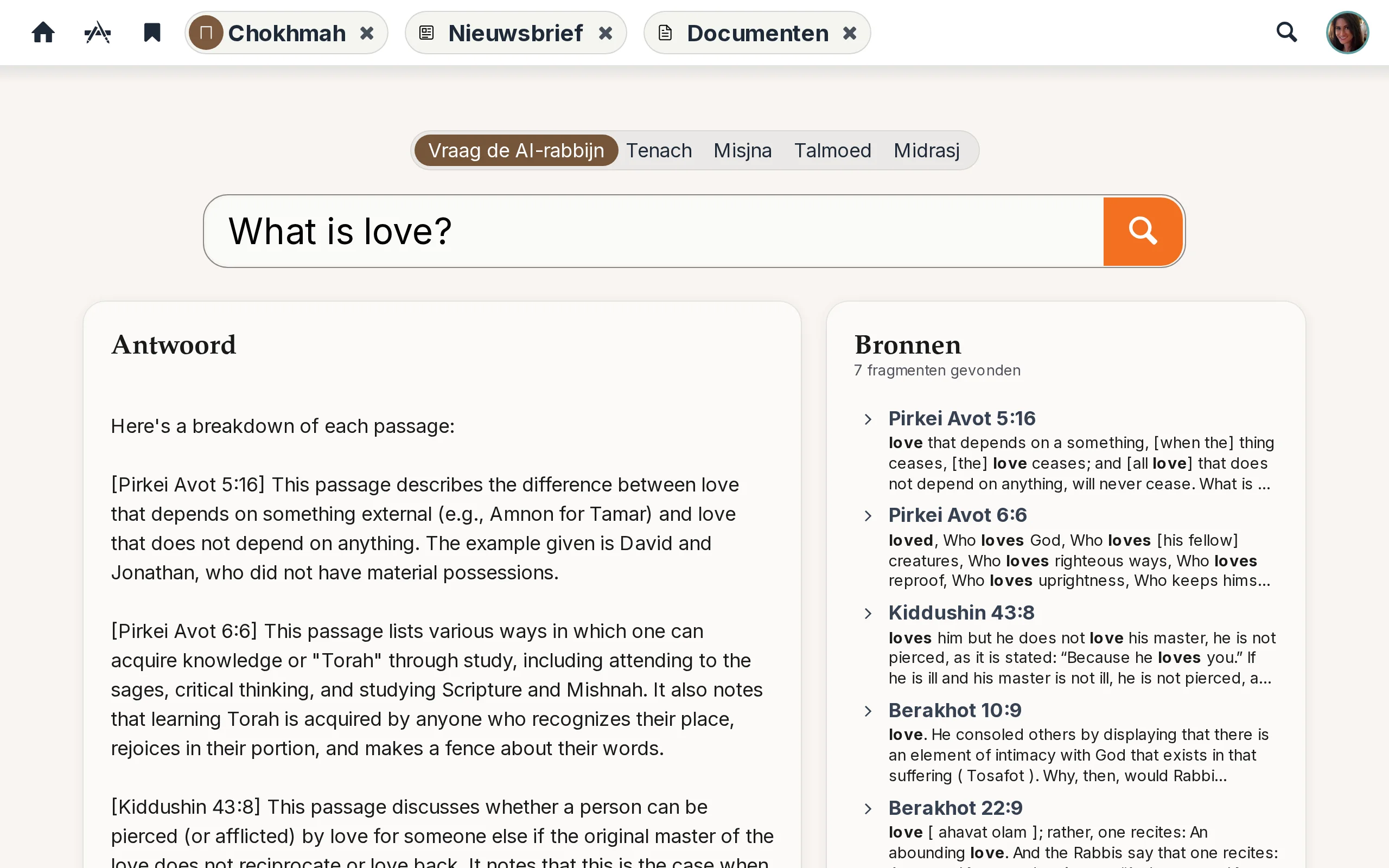 Zoeken in de Chokhmah-bibliotheek