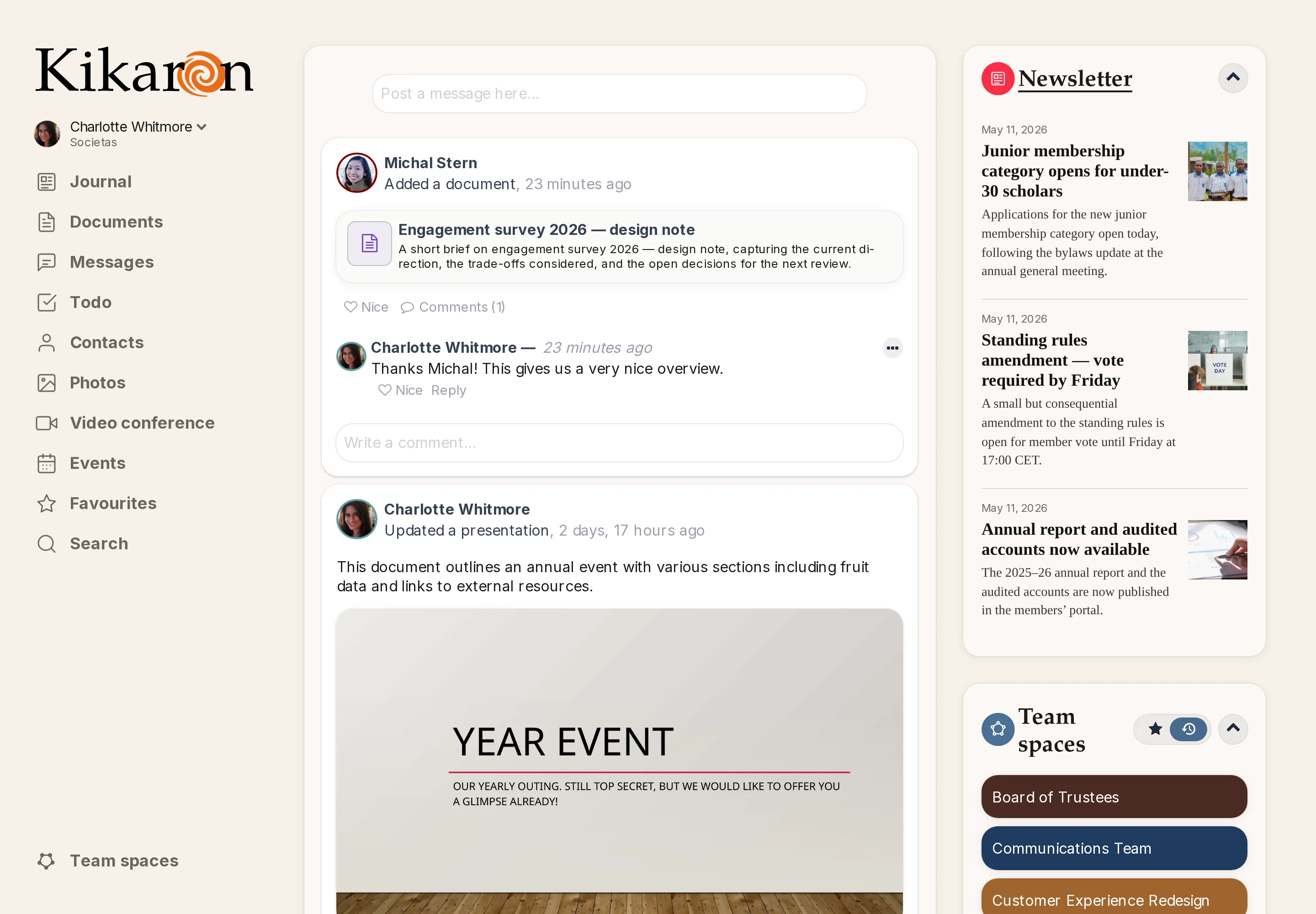 Kikaron dashboard