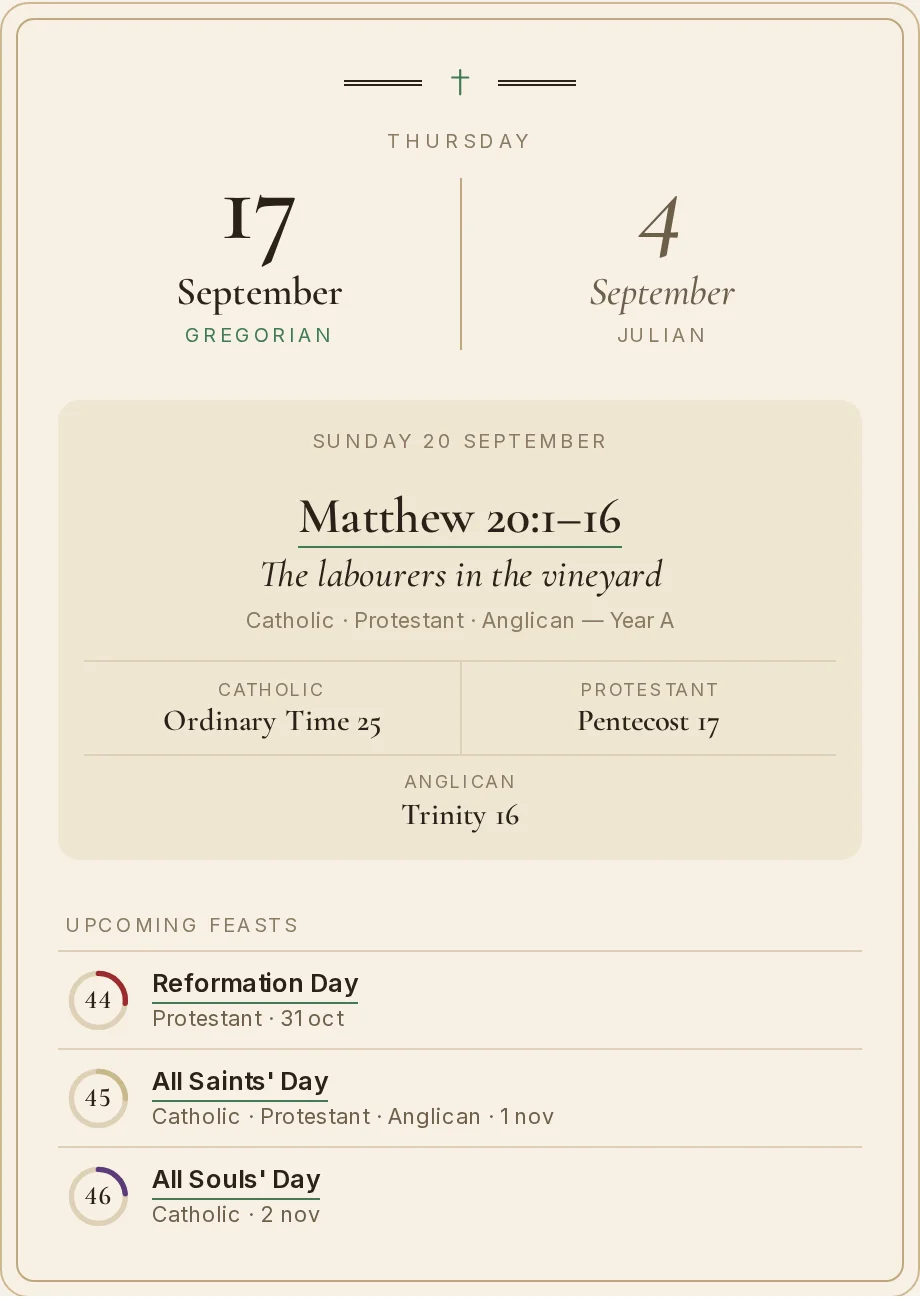 The Church-year widget on a Kikaron dashboard