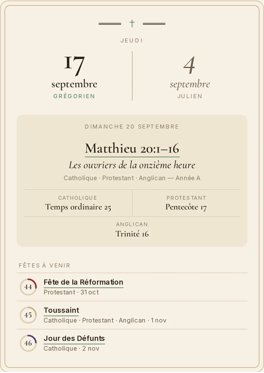 Le widget de l'année liturgique sur un tableau de bord Kikaron