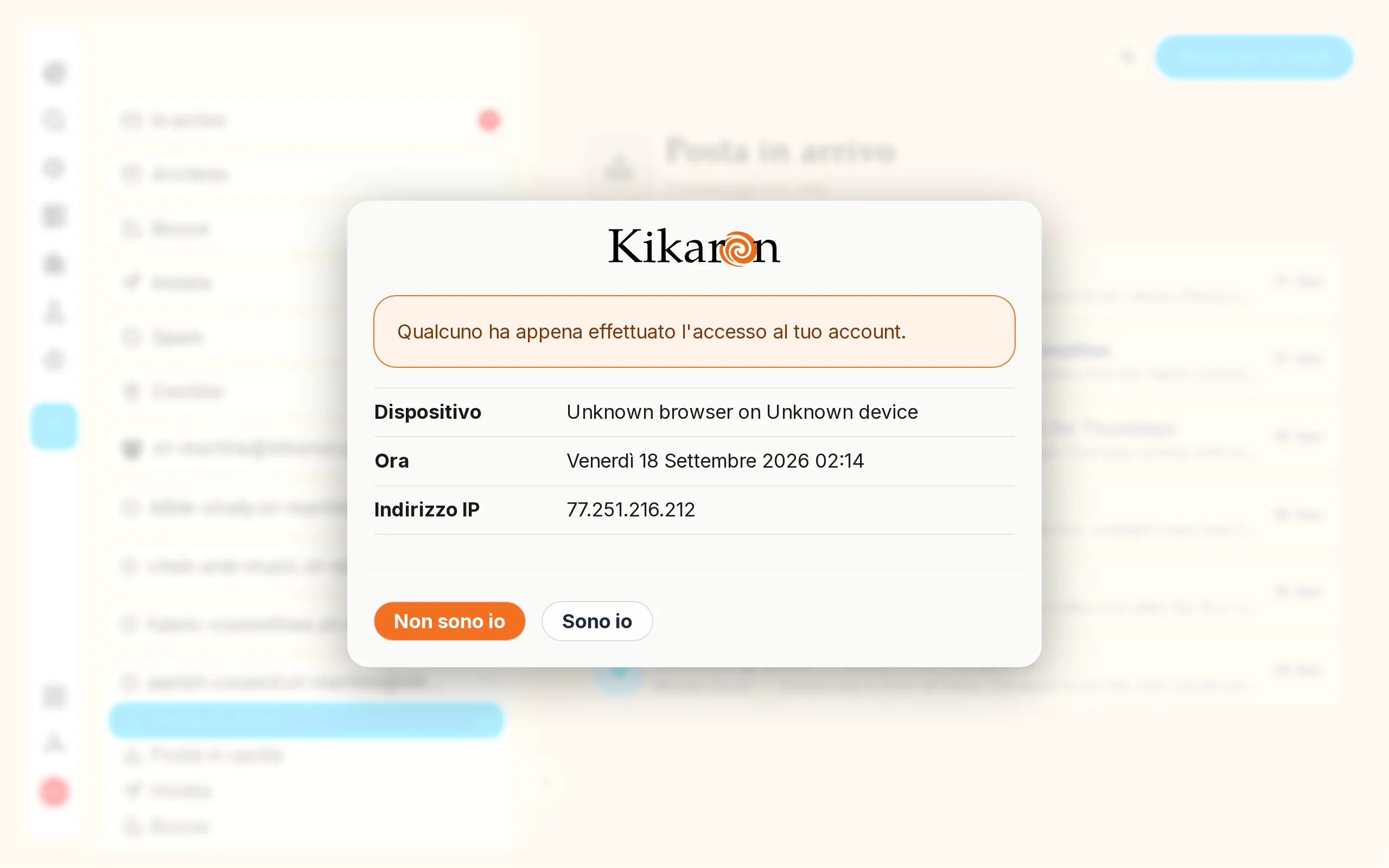 Una casella di gruppo nell'app Mail, con l'indirizzo della parrocchia e gli altri gruppi accanto