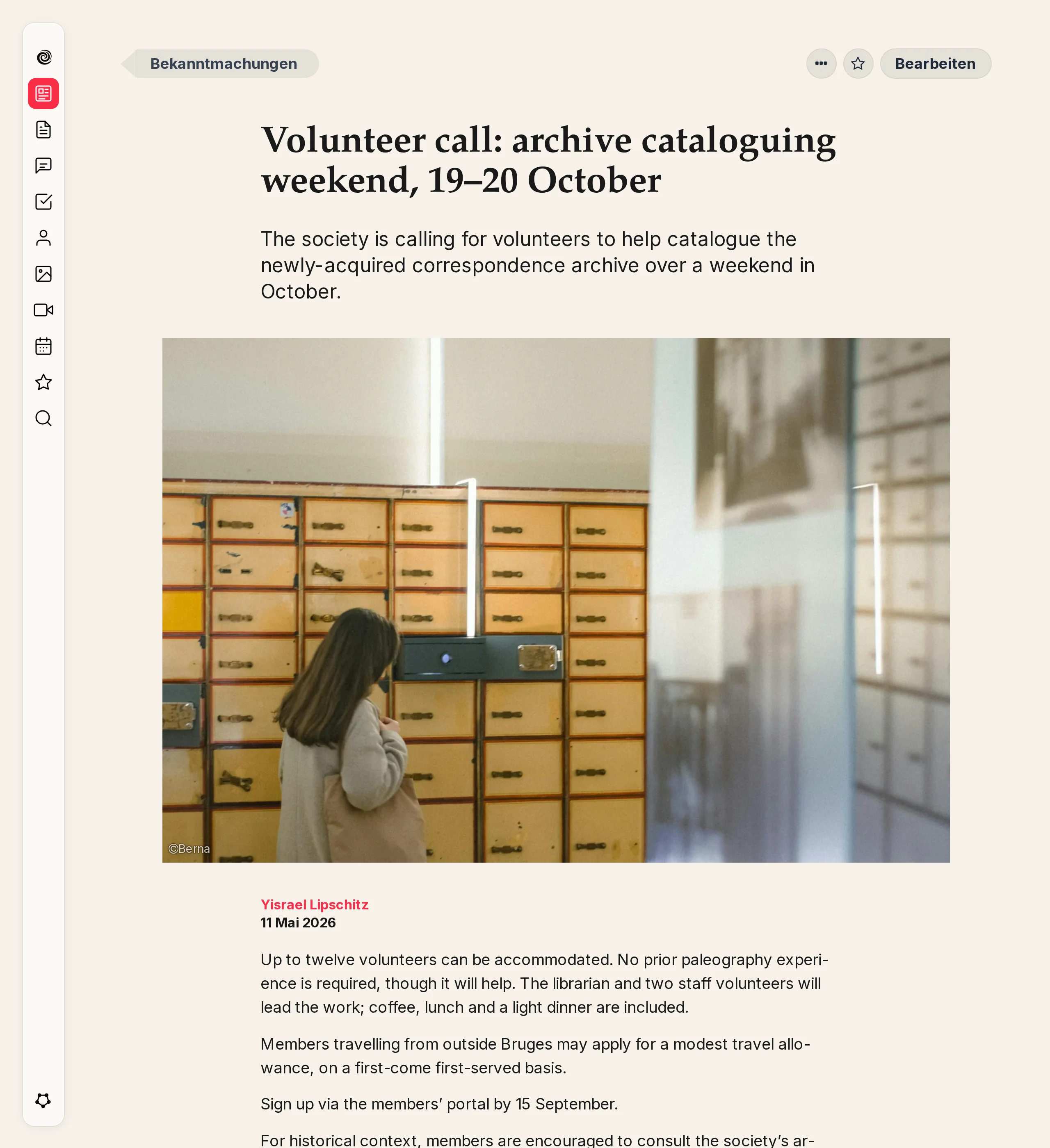 Eine Newsletter-Artikelseite mit Schlagzeile, Vorspann und Begleitmedien