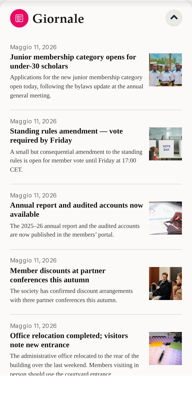 Il portlet Newsletter su una dashboard Kikaron