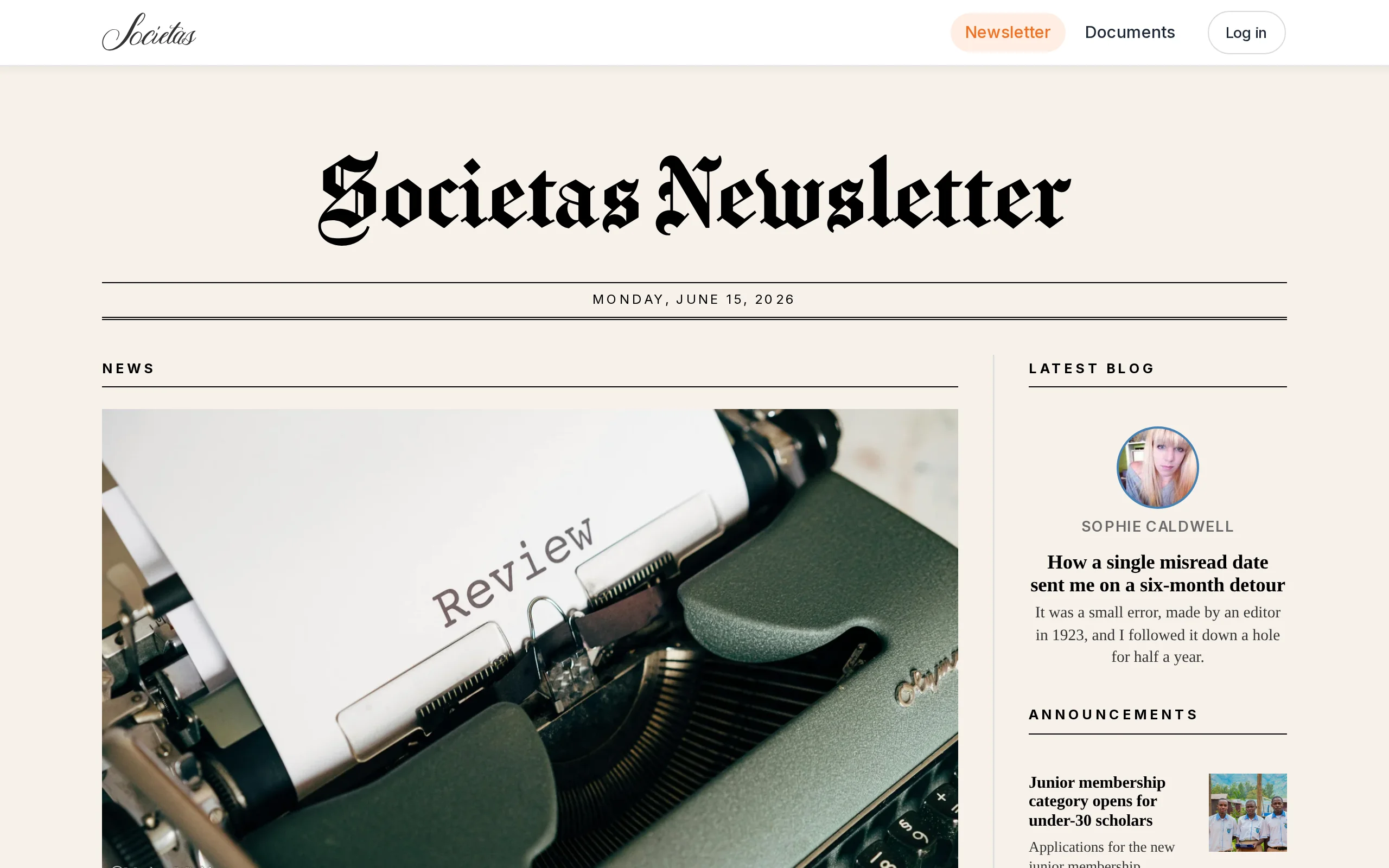 An organisation's public newsletter website