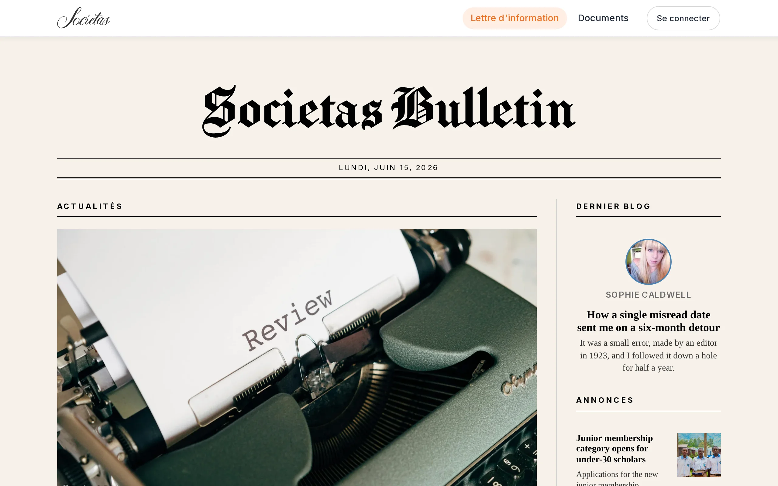 Le site de newsletter public d'une organisation