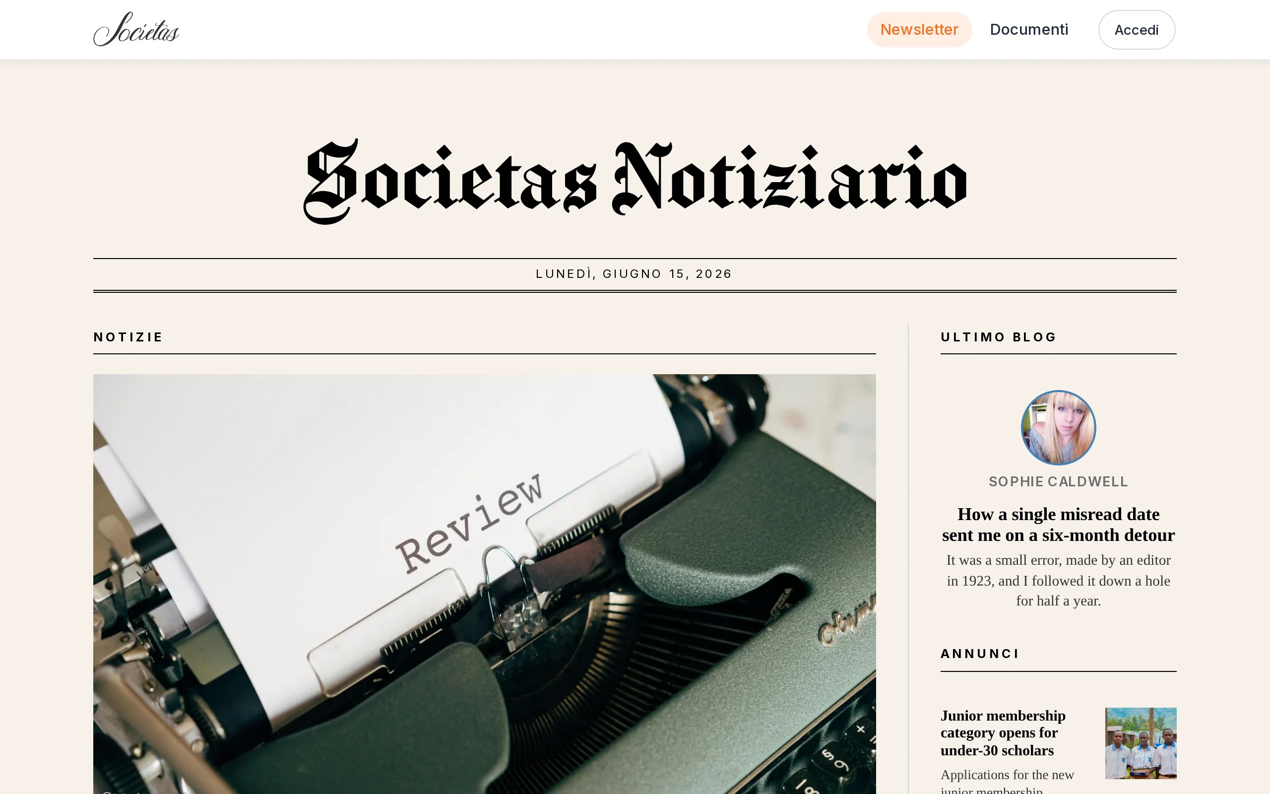 Il sito di newsletter pubblico di un'organizzazione