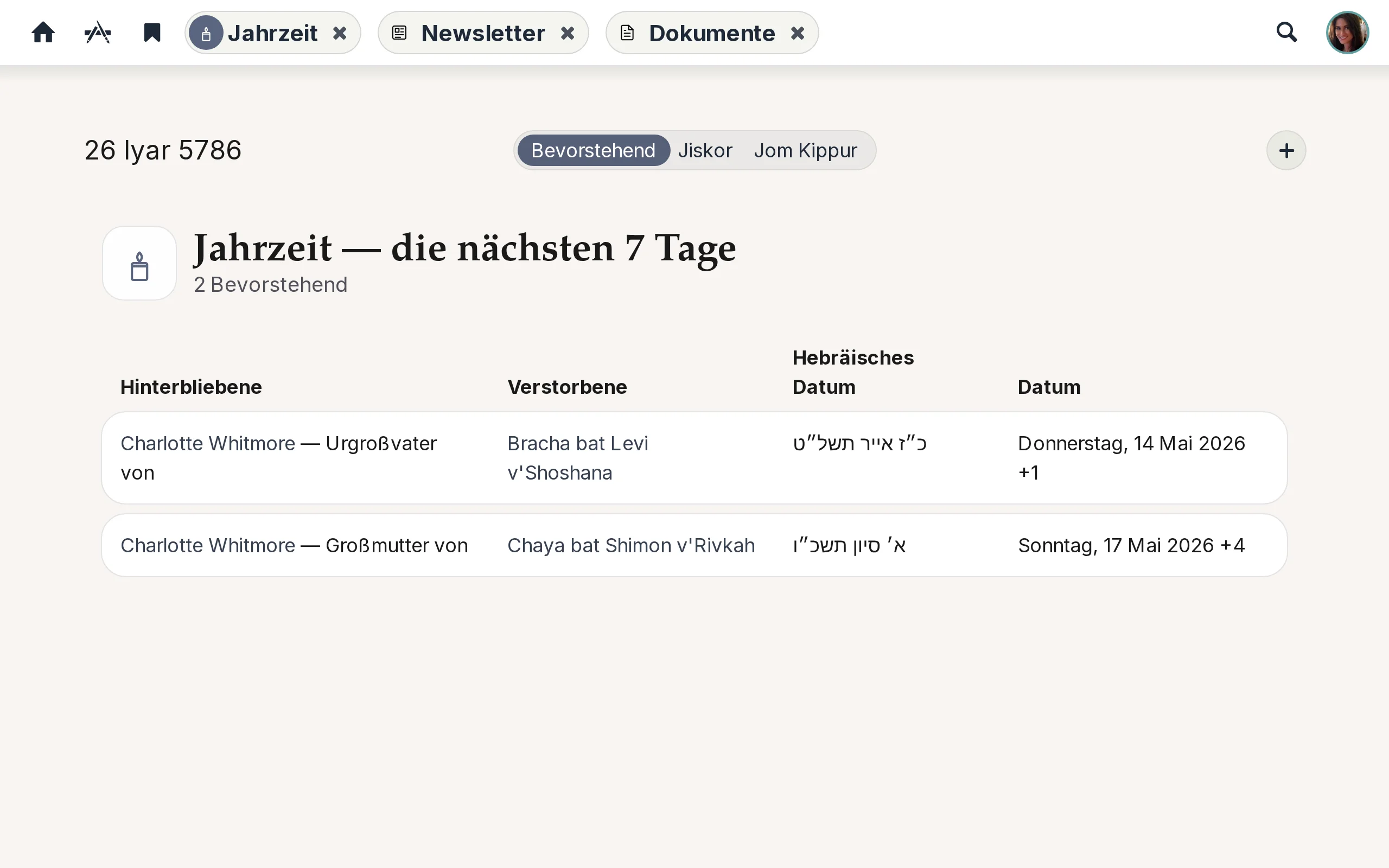 L'app Yahrzeit