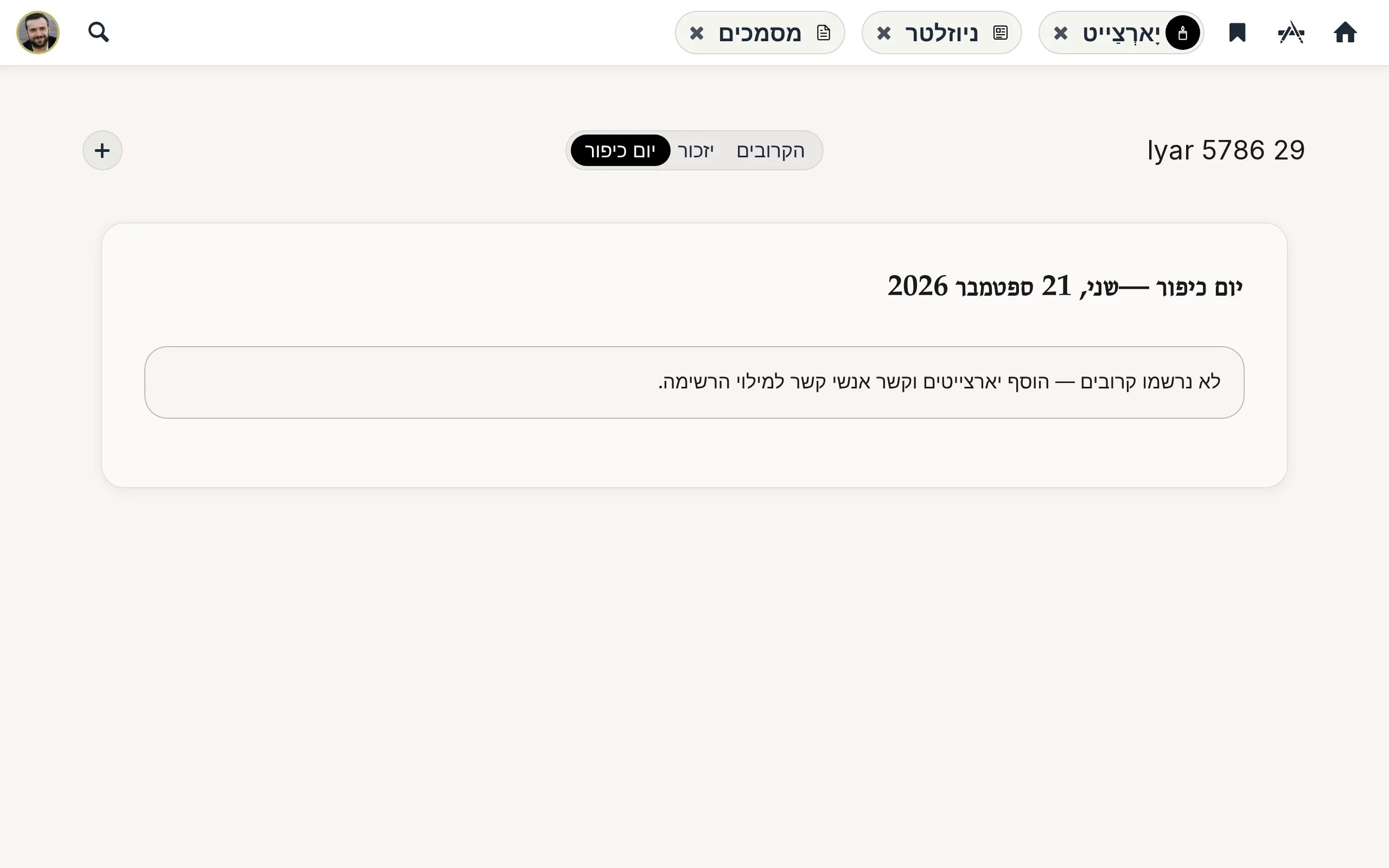 רשימת יזכור ליום כיפור